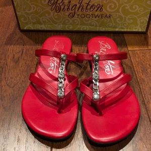 Brighton Red Rhinestone Leather Cage Sandals